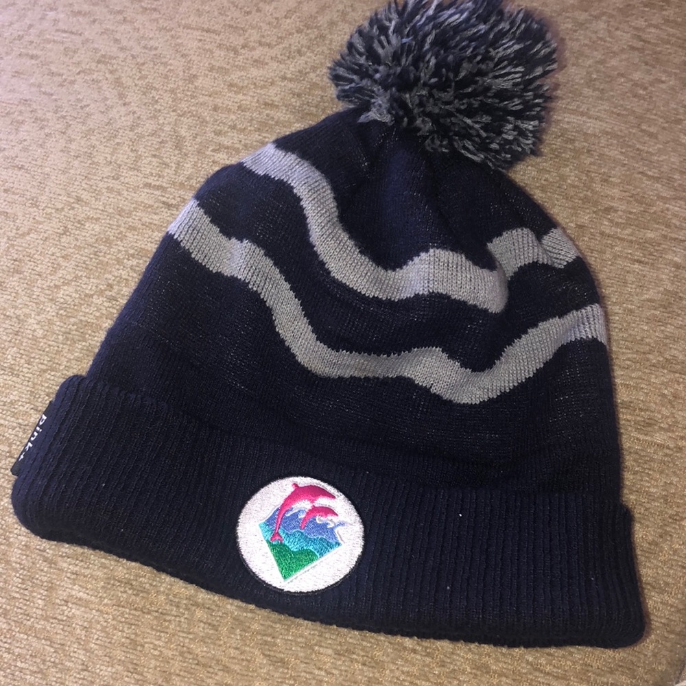 Pink Dolphin Pompom beanie Navy Blue